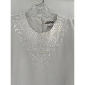 VINTAGE Yves St Claire Size 16 Womens White Blouse Embroidered Yoke Washable
